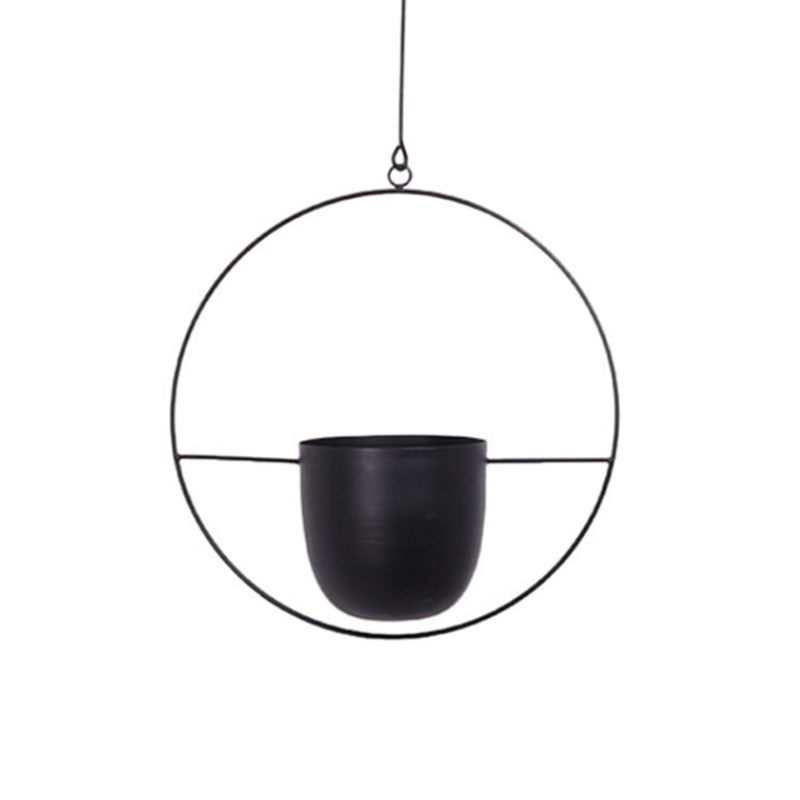 Metal Hanging Plant Stand - Black Hoop