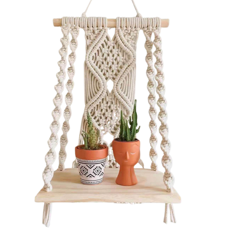 Macrame Plant Shelf from Earth to Daisy makes decorating with plants easy!