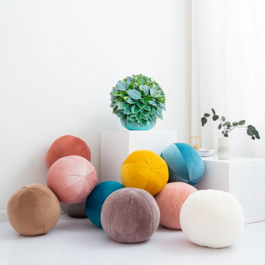 plush round cushions various colors